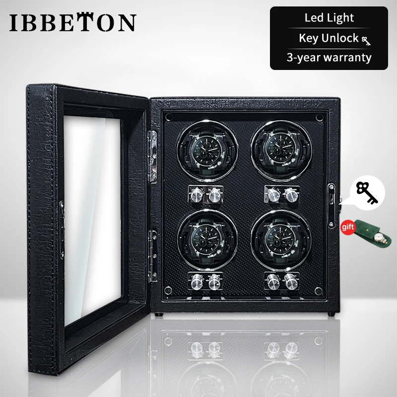 IBBETON Luxe Houten Watch Winder High-End 2 4 6 Slots Automatische Horloges Doos Met Mabuchi Mute Motor Horloge kast Klok Opslag