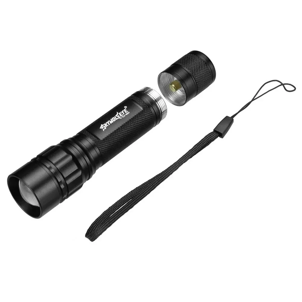 

000 Hours LED Flashlight 100 111*26*22mm 120mm After Telescopic 18650 Battery Aluminum Alloy XPE Black Brand New