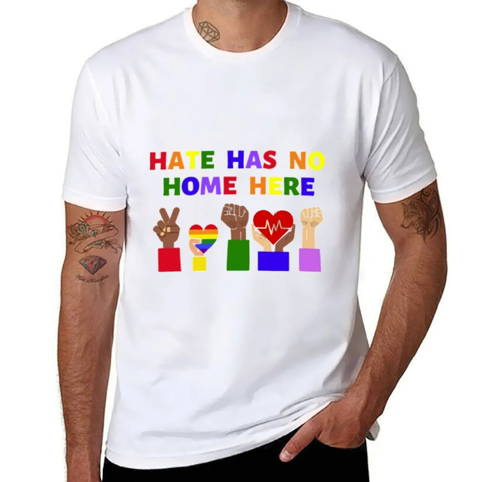 

Hate Has No Home Here T-Shirt anime tshirt man t shirt cotton T-Shirt
