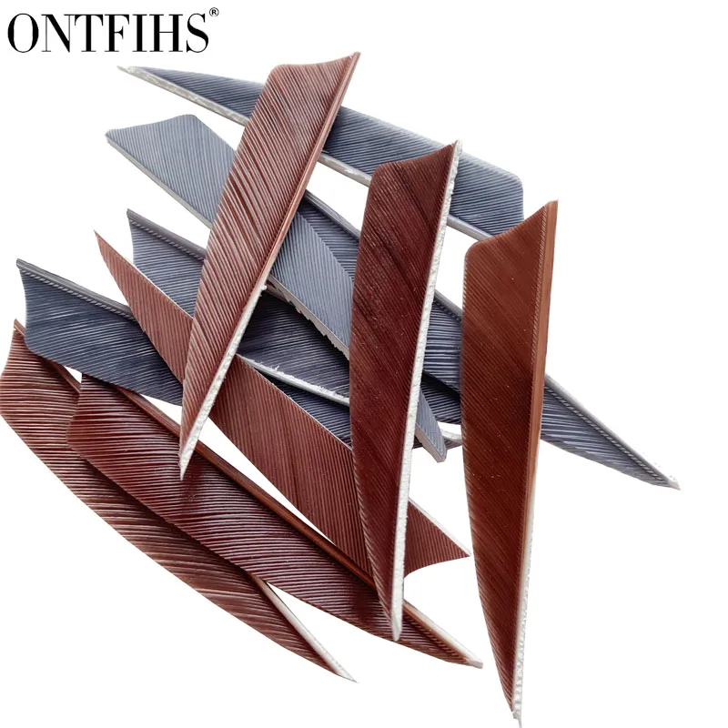 ONTFIHS 50 piezas 2,5 pulgadas escudo arquería Fletches pluma plumas de pavo Natural flecha fletching para caza arco largo