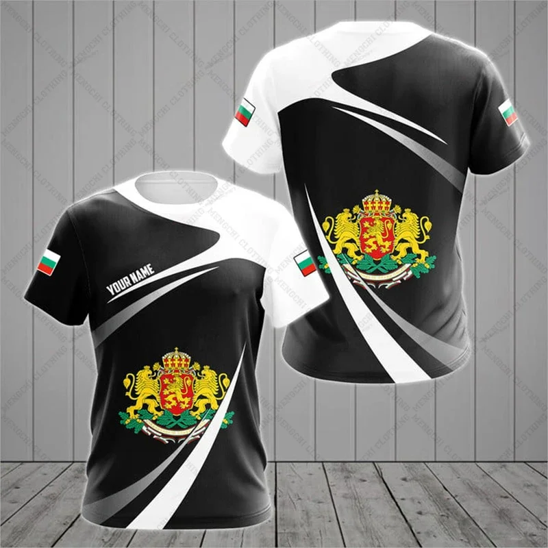 

Bulgaria Emblem Speed Line Graphic Custom Tees Summer Cool Sportswear Men's Loose T-shirts Boys Oversized Short Sleeve Tops