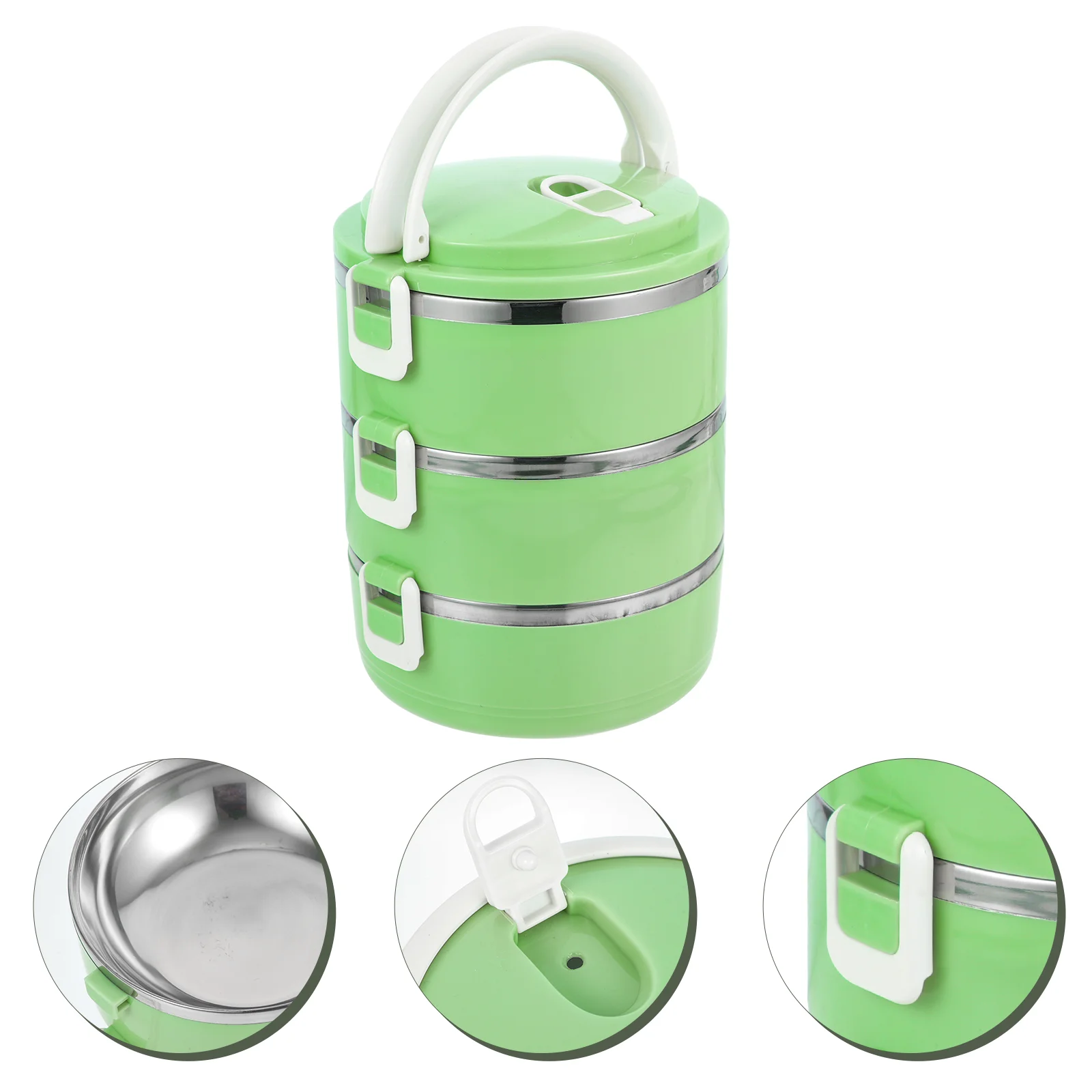 to Go Food Containers with Lids Three Layer Lunchbox Travel Household Stainless Steel 3 Tier Holder