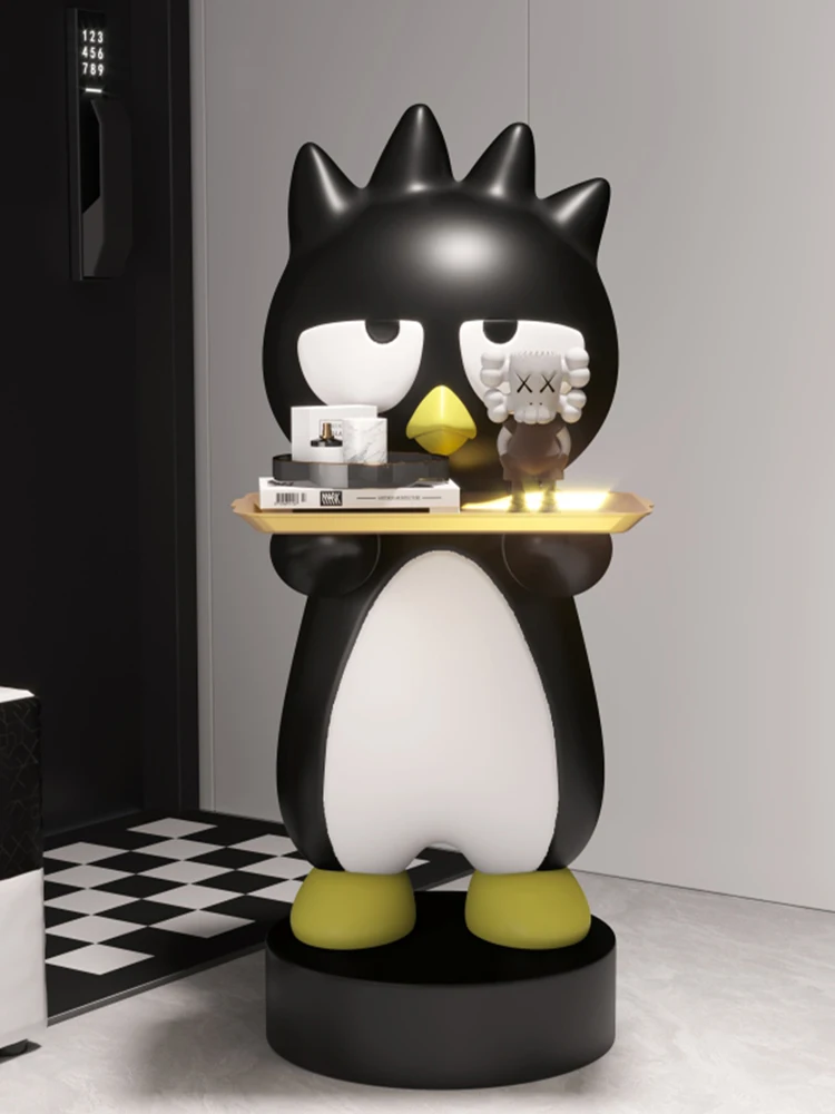 Cartoon Penguin Sculpture for Living Room, TV Cabinet, Sofa Side Storage Tray, Floor Art Decoration, Customized, 73cm