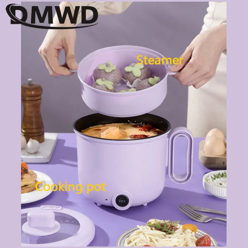 DMWD 1.5L Multicooker เครื่องทําอาหารไฟฟ้าหม้อร้อนอาหาร Steamer ก๋วยเตี๋ยวโจ๊กซุปหม้อหุงข้าวอาหารเช้า Maker Non-Stick 220V