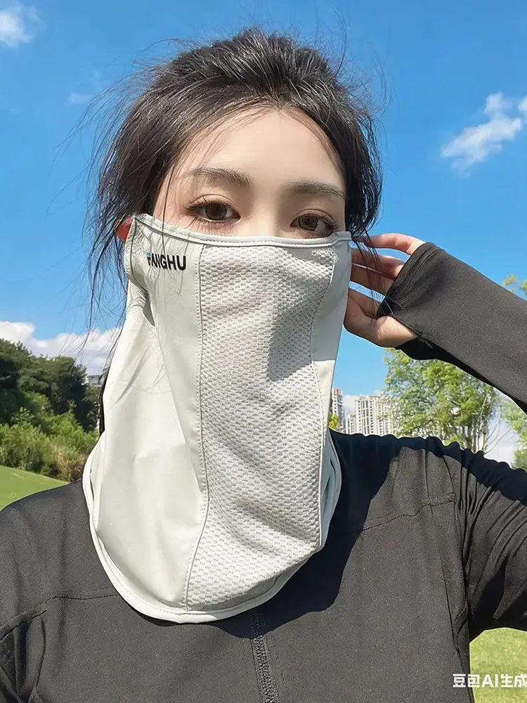 AliExpress NONE Cycling Neck Guard Mesh Breathable Light Cool Half Face Mask Elastic Sunscreen Anti-UV Ear Loop Mask Women Men Outdoor Bandana