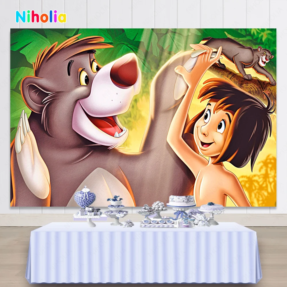 Disney The Jungle Book Backdrop Mowgli Kids Girls Birthday Party Baby Shower Photo Background Photozone Poster Decor Supplies