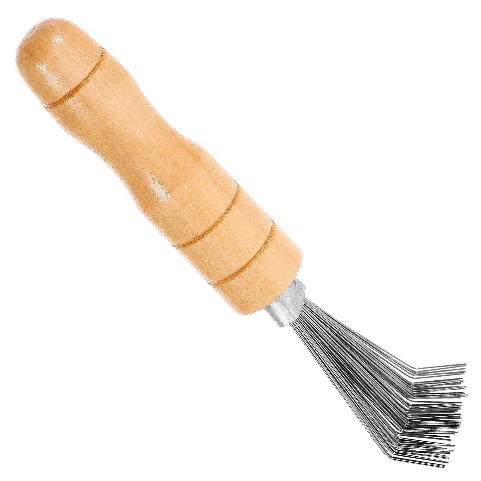 Kenzan Cleaning Tool Stainless Steel Rake with Natural Wood Handle Flower Arrangement Cleaner Floral Frog Cleaning Rake Japanese