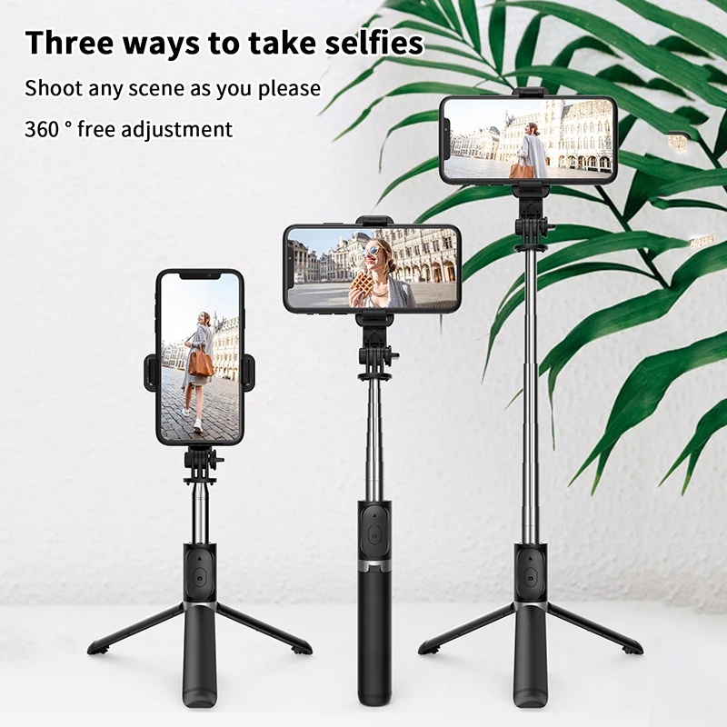 Portable 41 Inch Selfie Stick Phone Tripod With Wireless Remote Extendable Tripod Stand 360 Rotation Compatible