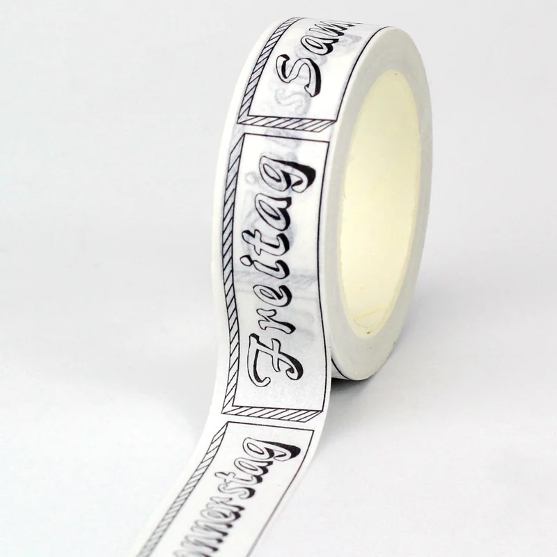 NEW 1PC. 10M Decorative Vintage Black and White English Words Paper Masking Washi Tapes Craft Journaling Cute Stationery
