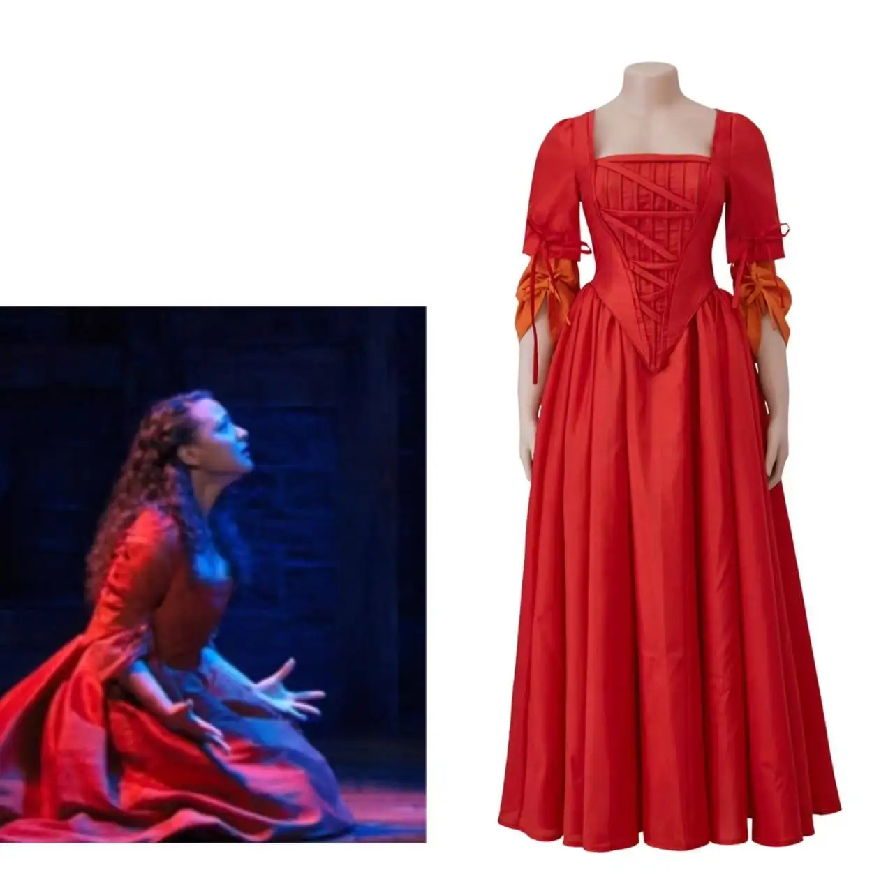 

Musical Rock Opera Maria Reynolds Cosplay Costume Red Ball Gown Women Rococo Stage Performance Dress