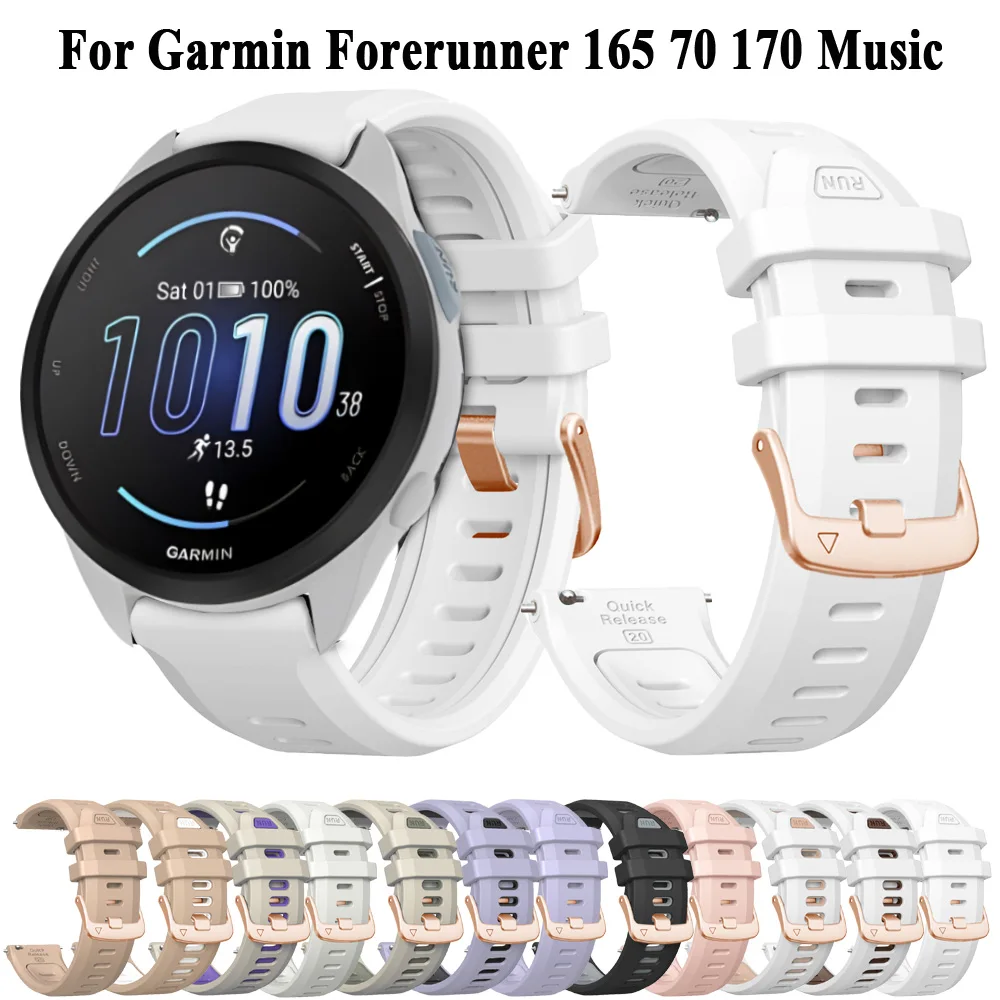 Forerunner 165 Silicone Band Straps For Garmin Forerunner 70 170 165 Music Smart Watch Bracelet Wristband 20mm Belt Accessories