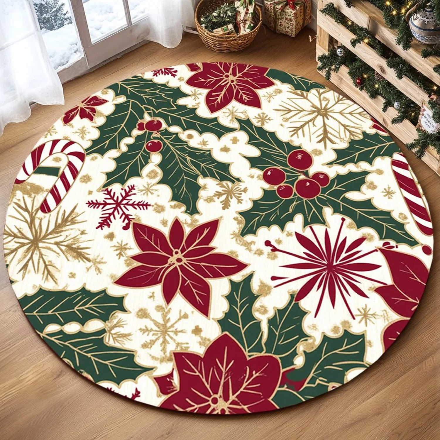Leaf-Patterned Carpet, Turkish Round Carpet, Stylish Carpet, High-Traffic Area Carpet, High-End Art Carpet, Original Style Carpet, Washable Carpet, Non-Slip Carpet, Rb-779