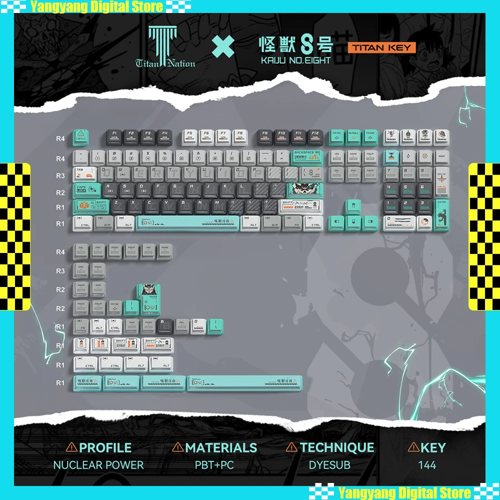 

Аниме Монстр No. 8-тематическая механическая клавиатура Cherry Profile PBT + PC, полупрозрачная игровая клавиатура для ПК, аксессуары для ПК