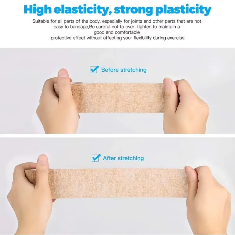 1pc Self Adherent Cohesive Bandage Wrap Stretch Non Woven Self Adhesive 2.5cm*4.5m Tape - Skin Colour Athletic Elastic Bandage