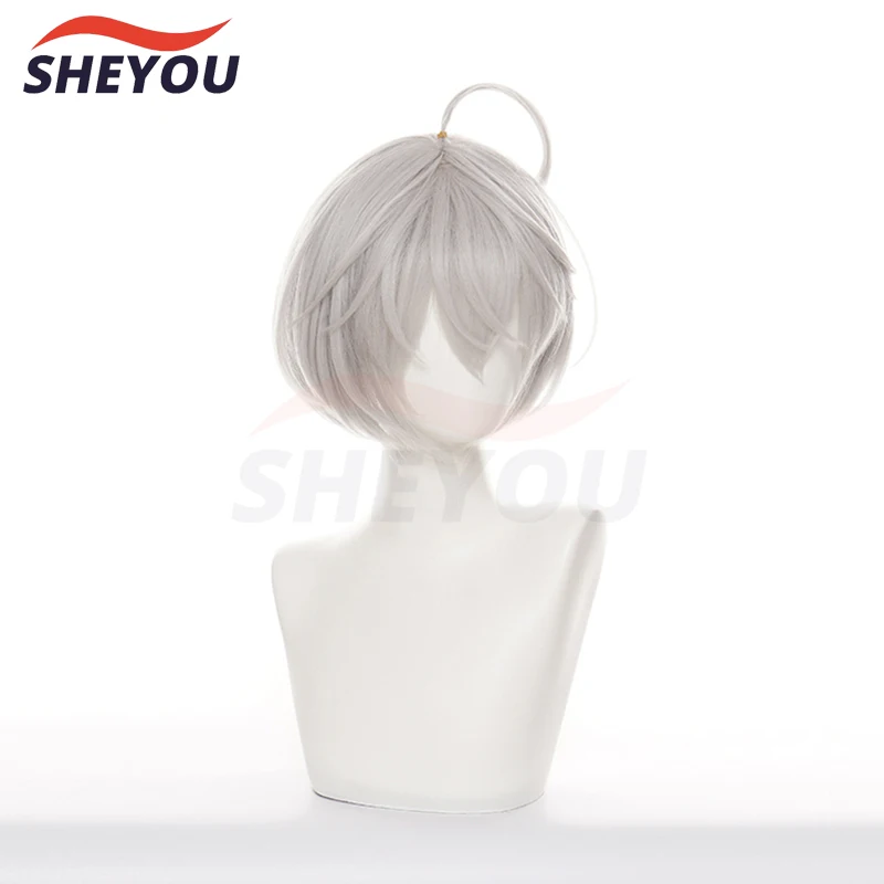 Anime Senju Kawaragi Akashi Cosplay Wig Bobo Light Gray White Heat Resistant Synthetic Hair Wigs + Wig Cap