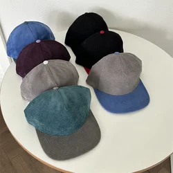 Autumn Winter New Women Corduroy Solid Color Retro Flat-brimmed Hat Peaked Cap Retro Versatile Warm Baseball Cap Men