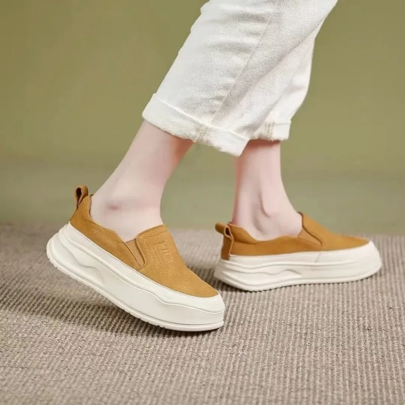 

Women's Casual Shoes Autumn Round Toe Solid Colour Non-slip Lightweight Sneakers Thick Bottom Loafers Zapatillas De Mujer