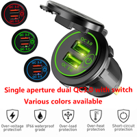LED Car Charger Car Charger with Touch Switch Dual USB Waterproof Power Socket Fast Charging Plug Car Modification Charger