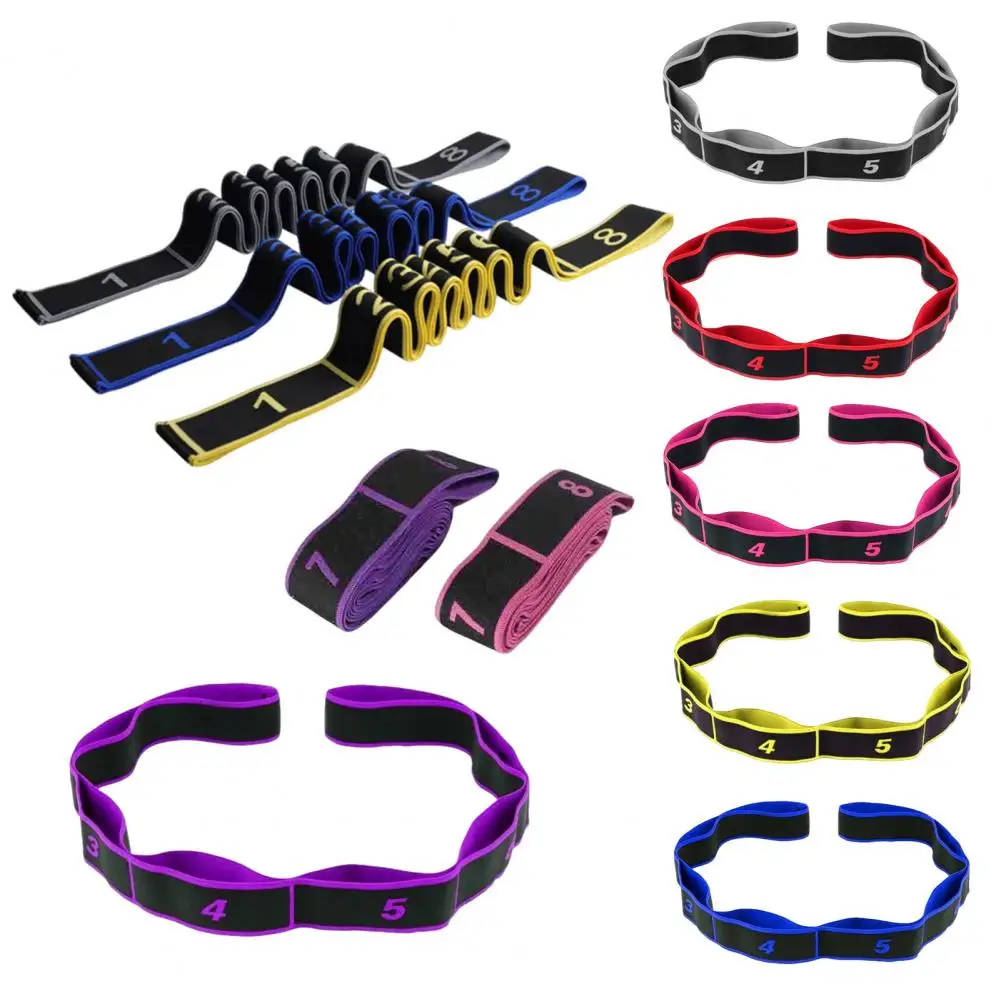 

Yoga Stretching Strap with 8 Loop Pilates Ballet Gymnastics Flexibility Training Elastic Band Women Exercise Resistance Band