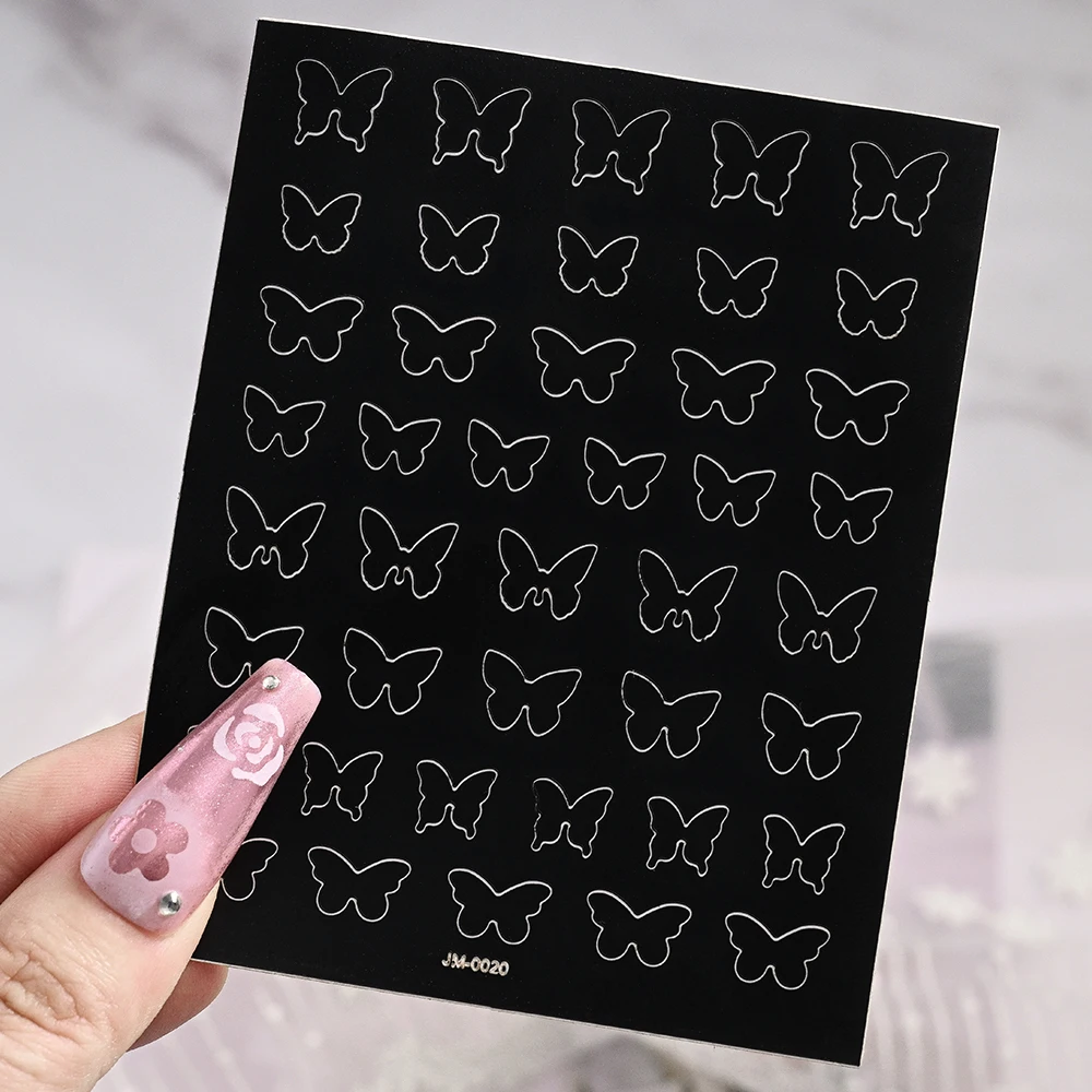 1 個 3D 中空蝶ちょう結びネイルアートステッカースター/花柄自己粘着ネイルデカールフレンチスプレーテンプレートアクセサリー