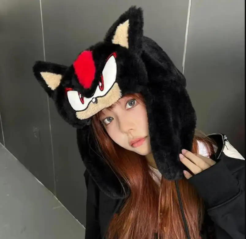 Sonic The Hedgehog Winter Thickened Cartoon Hat Anime Game Warm Ear Protection Hat for Adult Children Woman Ski Hats