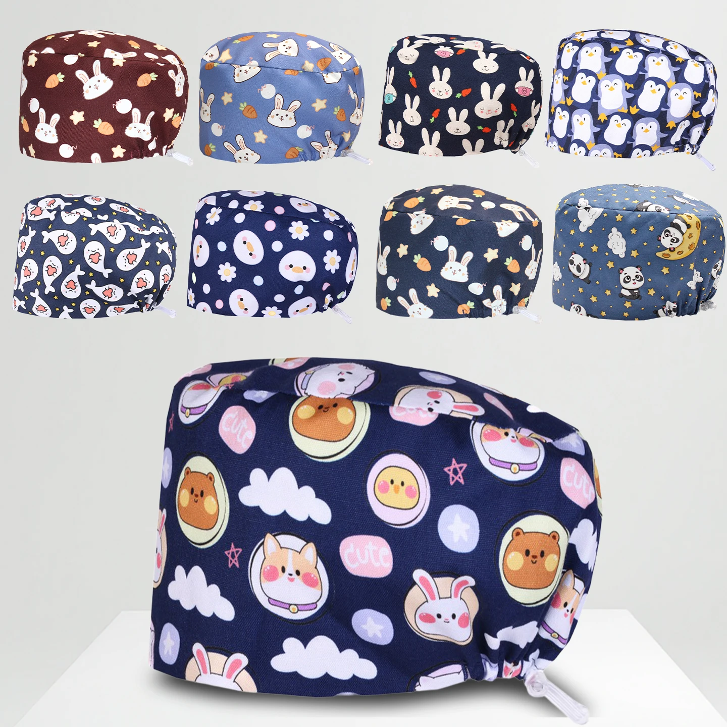 Katoenen verpleegstersmuts Verstelbare medische hoed voor arts, verpleegkundige, tandarts, dierenkliniek, dierenziekenhuis, herbruikbare werkhoofddeksels