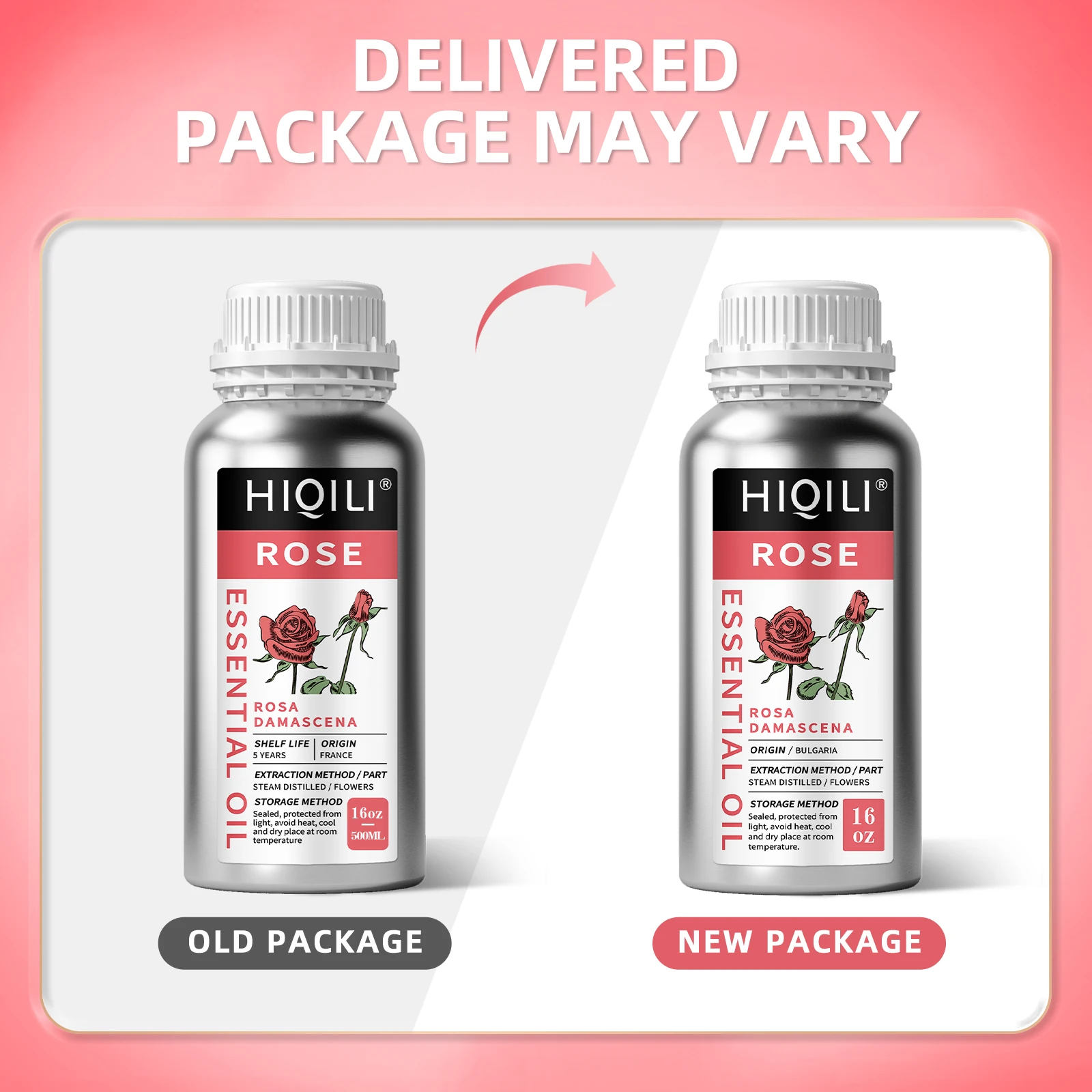 HIQILI 500ML Pure Rose Essential Oil Natural for Diffuser Aromatherapy Skin Care Massage Perfume & DIY Body Lotion