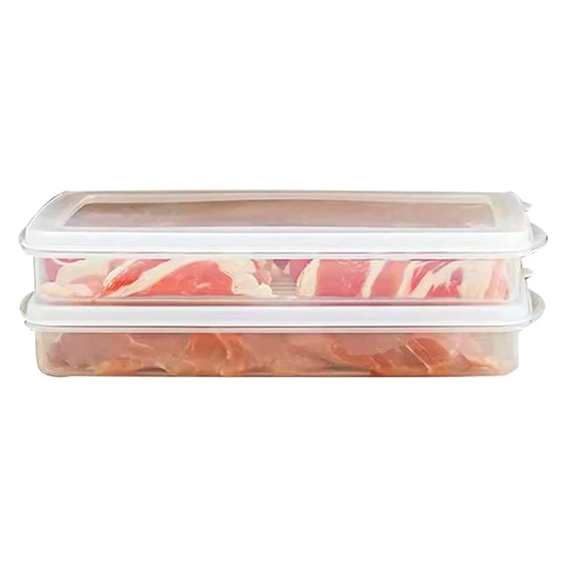 PVC Bacon Box Cheese Food Storage Container with Lid for Refrigerator Shallow Low Profile Christmas Cookie Holder