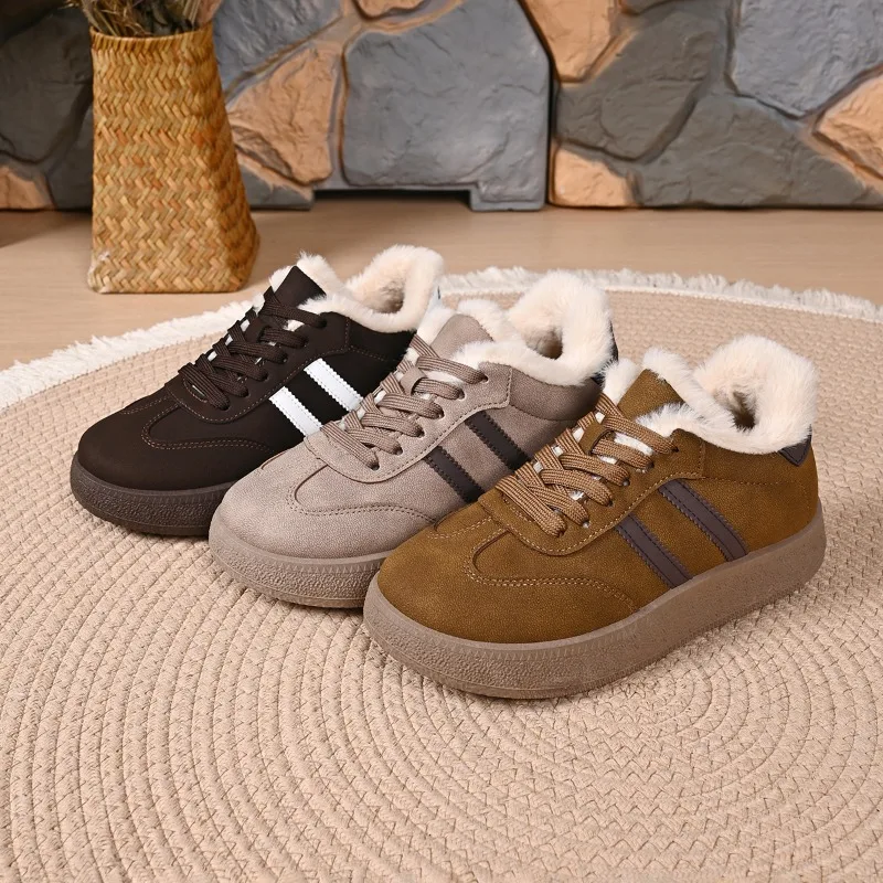 

2025 Women's New Arrival Winter Fleece-lined Casual Flats Shoes Skid-proof Durable Comfortable Warm Women's Retro Shoes
