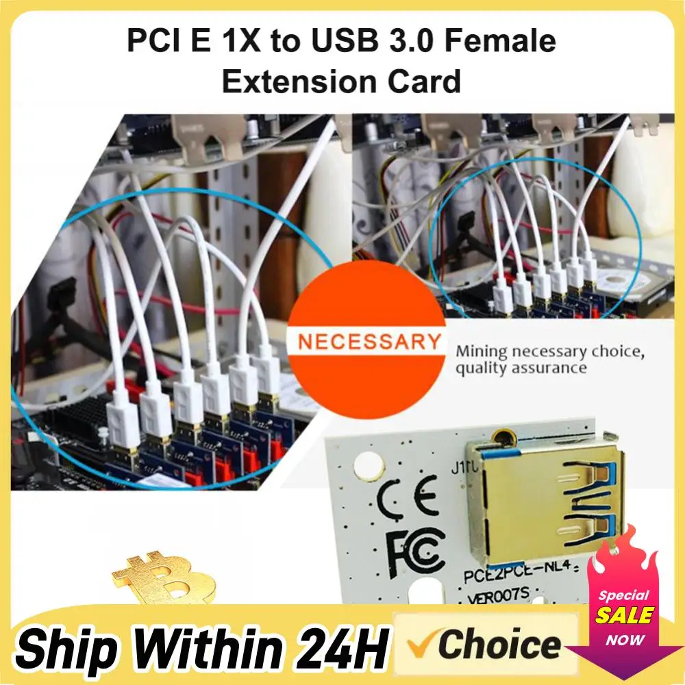 PCI-E 1X to 16X Graphics Card Replacement Video Card Adapter Extender for Mining Bitcoin BTC Miner Parts