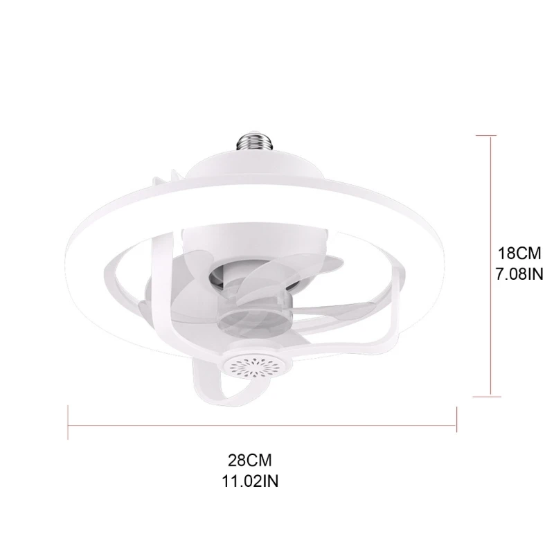 พัดลมเพดาน LED พร้อมรีโมทควบคุมแสงบนพื้นต่ำ ปรับความเร็วได้ 3 ระดับ โคมไฟสี