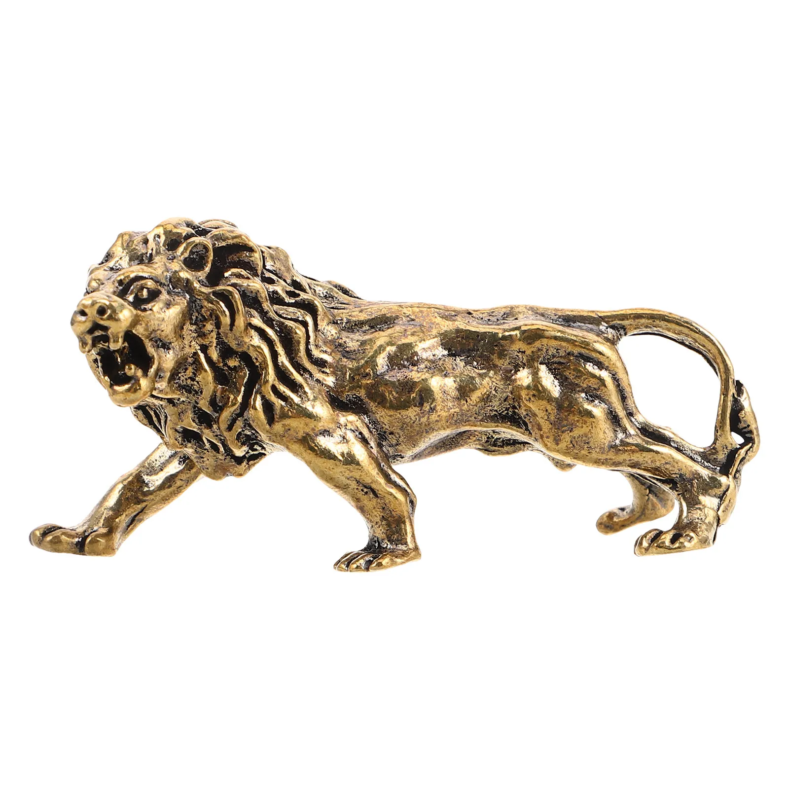 Pure Copper Lion Decoration Meticulously Carved Miniature Sculpture for Desk Tabletop Home Office Living Room Decor Creative