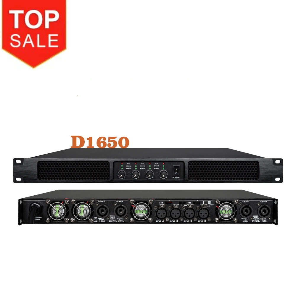 D1650 Digital Audio Power Amplifier Professional 4 Channels Class D Preamplifier DJ Audio Sound Amplifier Processor System