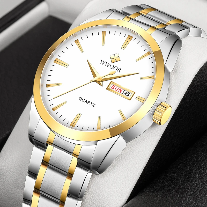 

Fashion Wwoor Top Brand Men Watch Luxury Full Stainless Steel For Quartz Wristwatches Waterproof Date Male Clock Reloj De Hombre