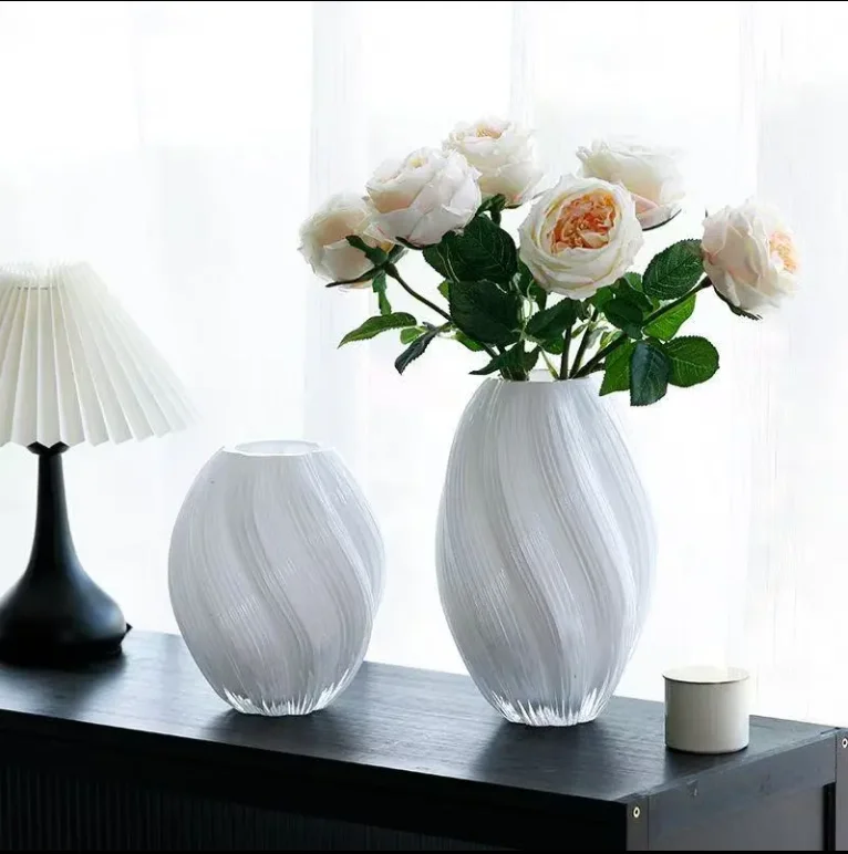 Vase Light Luxury Senior Feeling Living Room French Decorative Glass Vase Ornaments Home