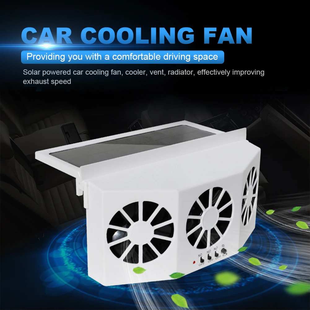 Car Cooling Fan 3 Heads 2 Speeds Suction Interior Cooler Air Circulation Portable Deodorization Ventilator Solar Interior Cooler