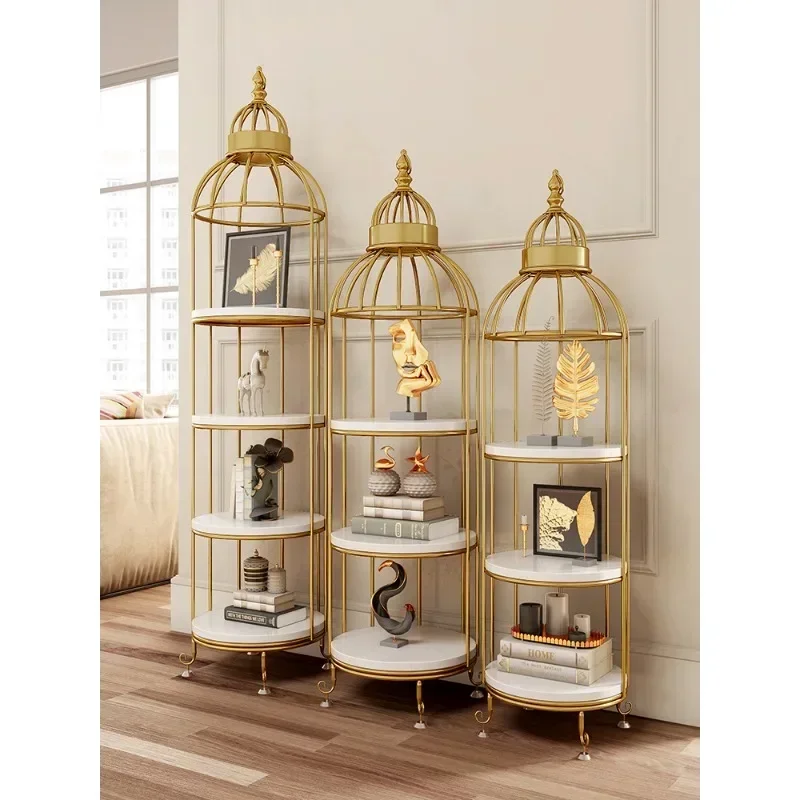 Nordic Bird Cage Flower Rack Living Room Shelf Corner Floor Multilayer Storage  Cosmetics Shop Window Display Furniture