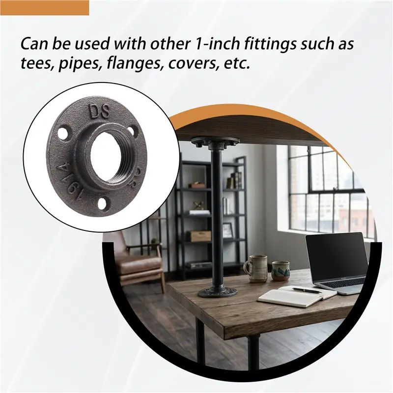 1 Inches Malleable Cast Iron Pipe Flange, Industrial Pipe Flanges For Threaded Black Pipes And Fittings 1 Pcs-A68E