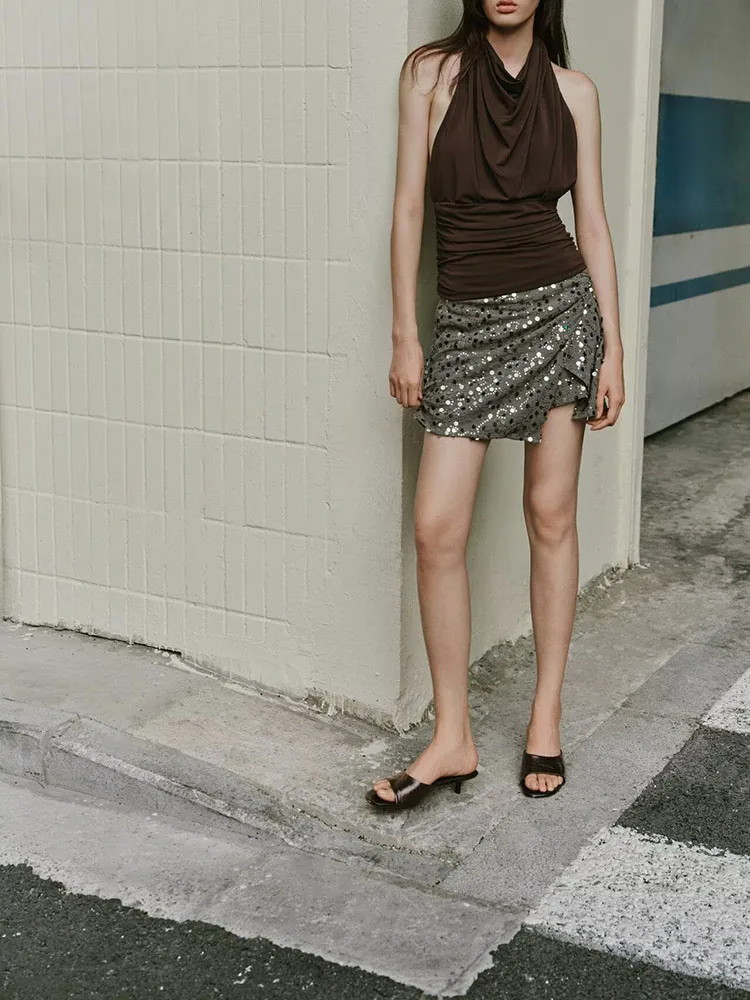 Fall 2025 Women's Faionable Bal Strap Folded Collar Top New Arrival Ele Trendy Gown for Ladies Ethnic Stage Wear