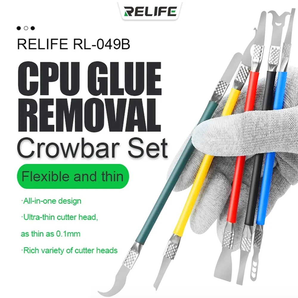 RELIFE RL-049B RL-049A Multi-function Double-head Glue Removal Pry Tool Chip Motherboard Disassembly CPU Degumming Prying Knife