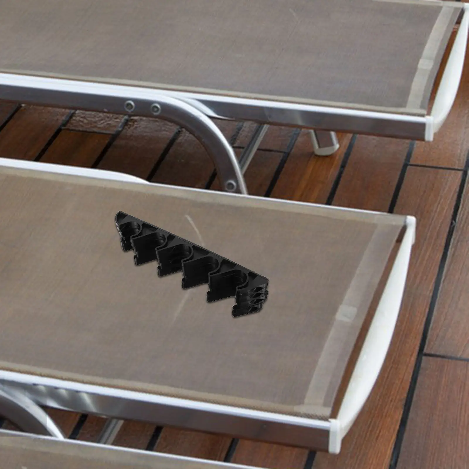 4Pcs Outdoor Folding Lounge Chair Connector with 5-Position Adjustable Five-Tooth Hook Plastic Bracket for Patio Garden Balcony