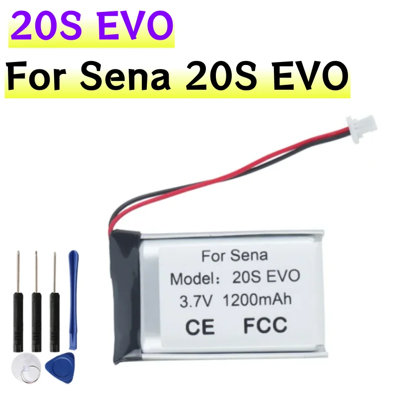 20S EVO 1200 mAh Replaces Battery For Sena 20S EVO 20SEVO Helmet Bluetooth Headset Batterie Accumulator+Tools