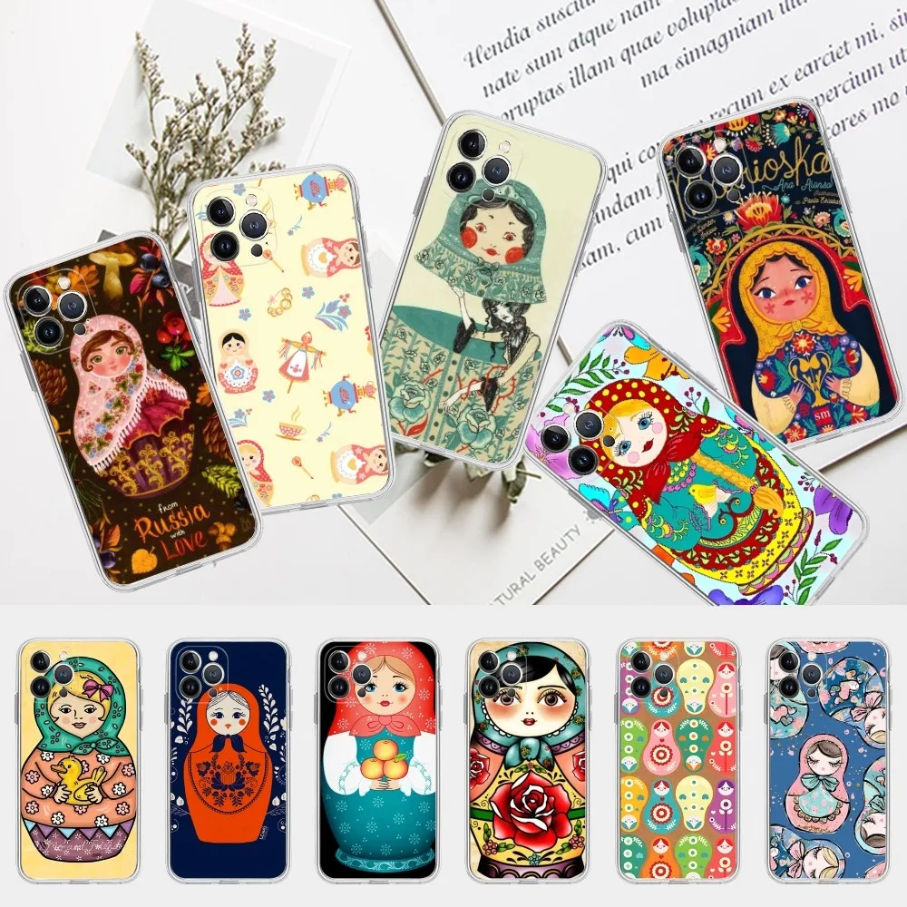 Russian Dolls Matryoshka Phone Case For IPhone 8 7 6 6S Plus X SE 2020 XR XS 14 11 12 13 Mini Pro Max Mobile Case