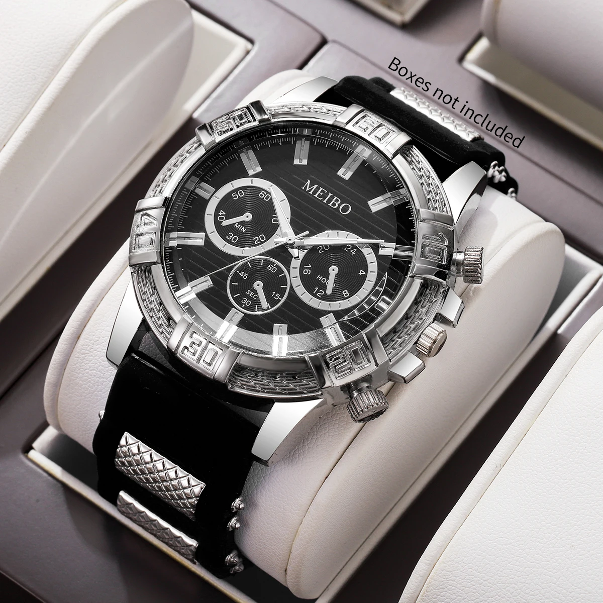 Fashion Men Sports Quartz Watch Black Silicone Band Casual Male's Dress Wristwatches Clock Gift Relogio Masculino（Without Box）