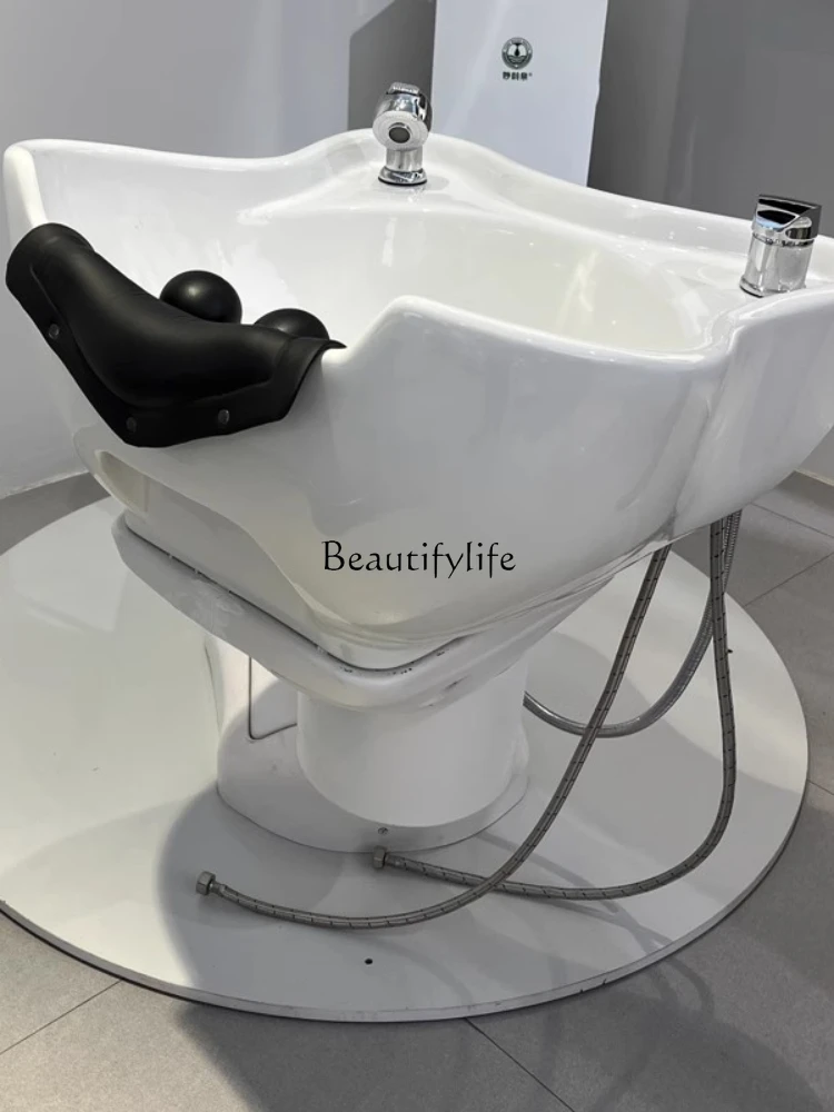 High-End Barber Shop Punch Bed Movable Beauty Salon Multifunctional Rotating Electric Shampoo Chair