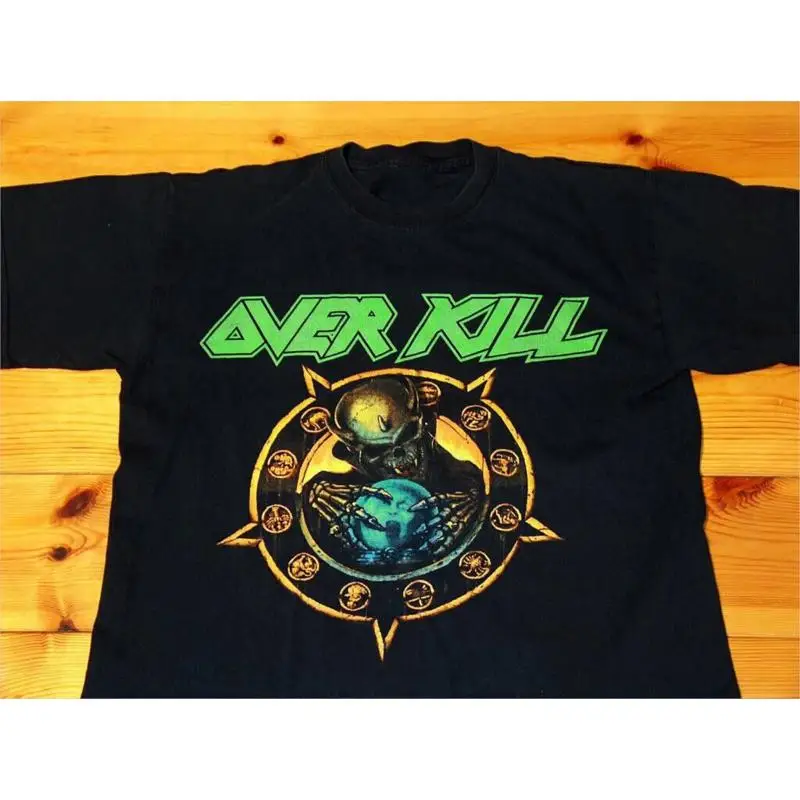 Overkill Skull Green Black Circular Emblems T-Shirt