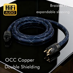 Hi-end 6N OCC Audio EU/US/AU Power Cord EU version Mains Power Cord Double Shielding Connection Filterure Amplifier Power Cable