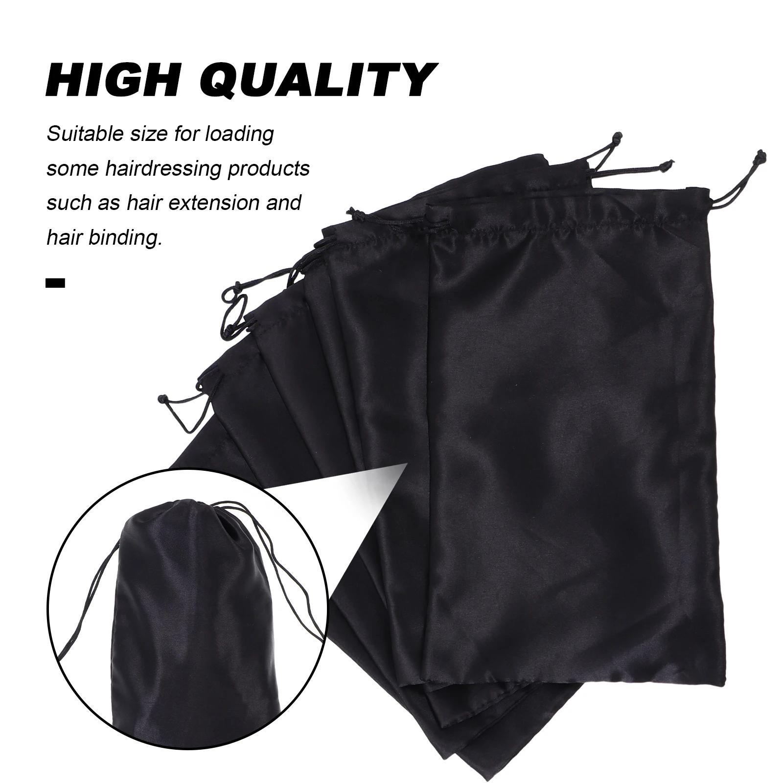 

6pcs Satin for Hair Extensions Lightweight Travel Storage Pouches Drawstring Packaging Bags Daily Use Carrying Bags