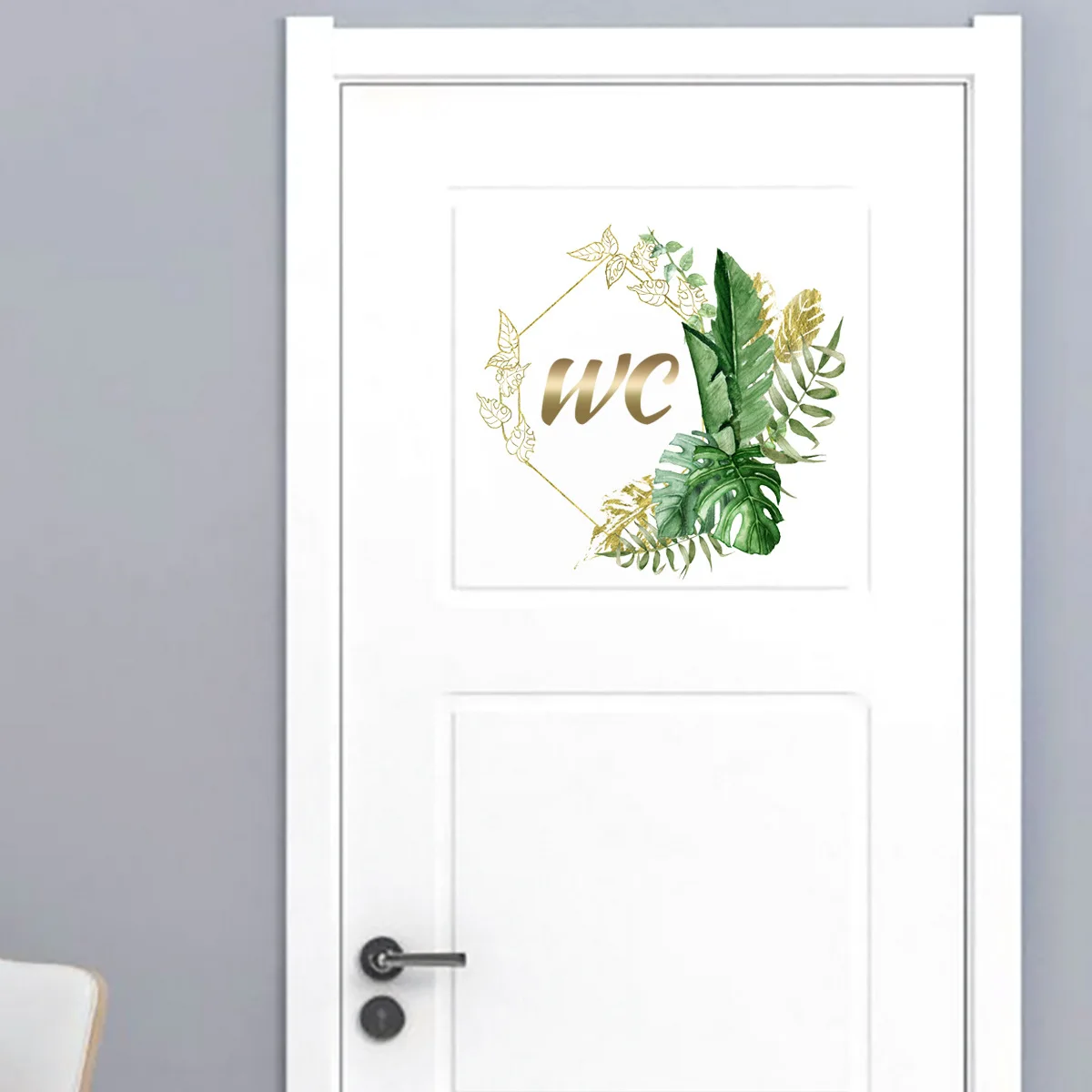 Green Plants Men and Women WC Wall Sticker for Bathroom Decoration Vinyl Home Decals Waterproof Poster Door Stickers Toilet Sign