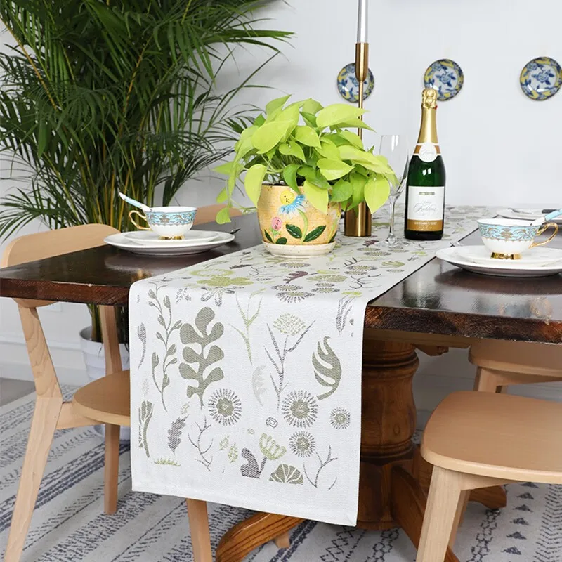 American light luxury pure cotton long table decoration cloth European style high-end coffee table TV cabinet cover cloth Xilin